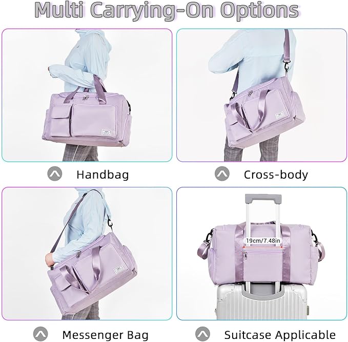 FIORETTO Women's Gym Duffle Bag with Shoes Compartment, 37L Capacity, Ideal for Travel, Gym, Sports, Duffel, Weekender-StrideForce Fitness