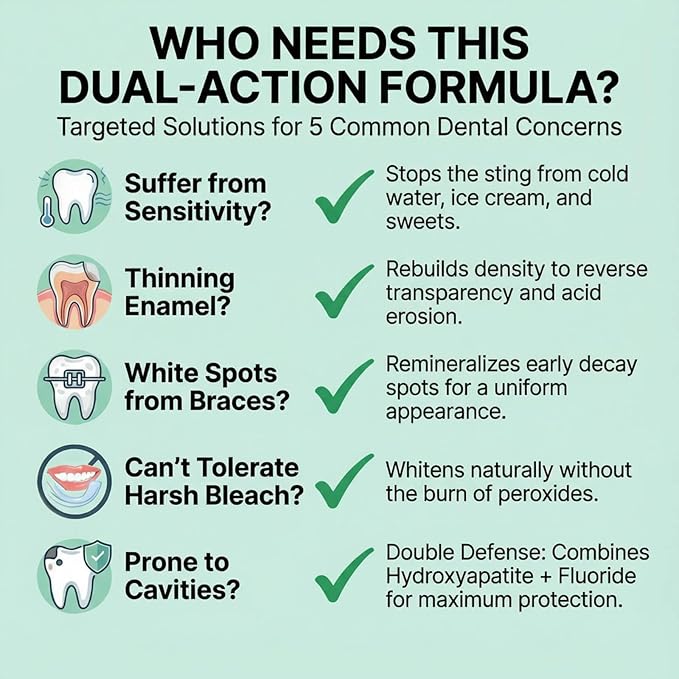 Hydroxyapatite Toothpaste for Sensitive Teeth, Fluoride Toothpaste for Cavity Reversal, Enamel Remineralization, Gum Repair, Teeth Whitening, Home & Travel Size, Mint Flavor, 3 x 3.52oz