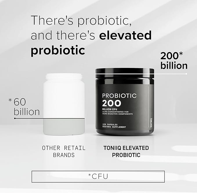 Toniiq 200 Billion CFU Probiotic Supplement 30 Verified Third-Party Tested Strains - Fully Shelf-Stable Probiotics Formula with Prebiotic Blend - Extended Release Capsules-StrideForce Fitness