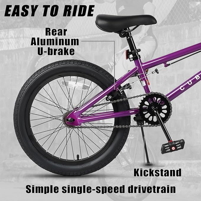 Freestyle BMX Bike, 18 20 Inch Kids Bicycle for 5-13 Years Old Kids and Beginner Level Rider, Multiple Colors-StrideForce Fitness
