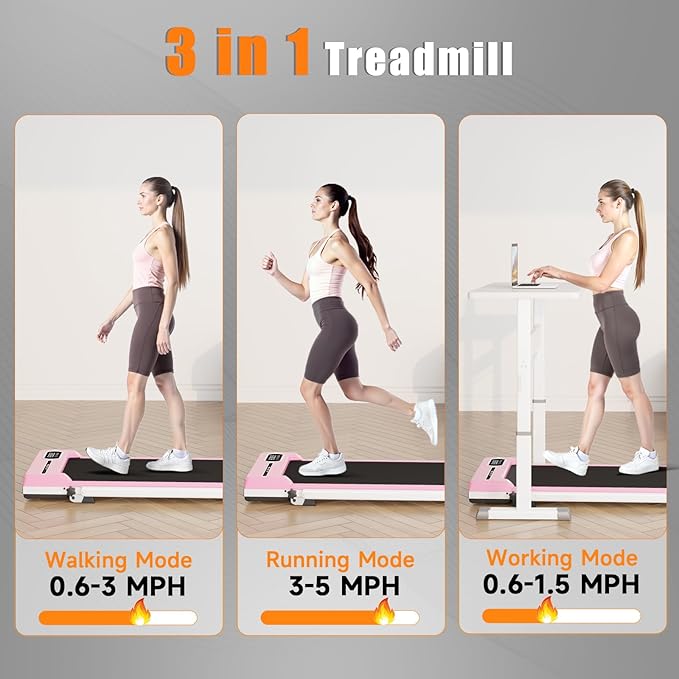 Incline Walking Pad with Handle Bar, Folding Treadmill Foldable Portable Under Desk for Home Office, Ultra Quiet <45dB, Safety Lock, 300+ LB Capacity-StrideForce Fitness