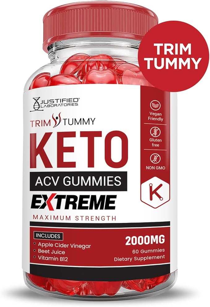 (3 Pack) Trim Tummy Keto ACV Gummies Extreme 2000MG Trim Tummy Keto Gummies Apple Cider Vinegar Formulated with Pomegranate Beet Juice Powder B12 Vegan Non GMO 180 Gummys-StrideForce Fitness