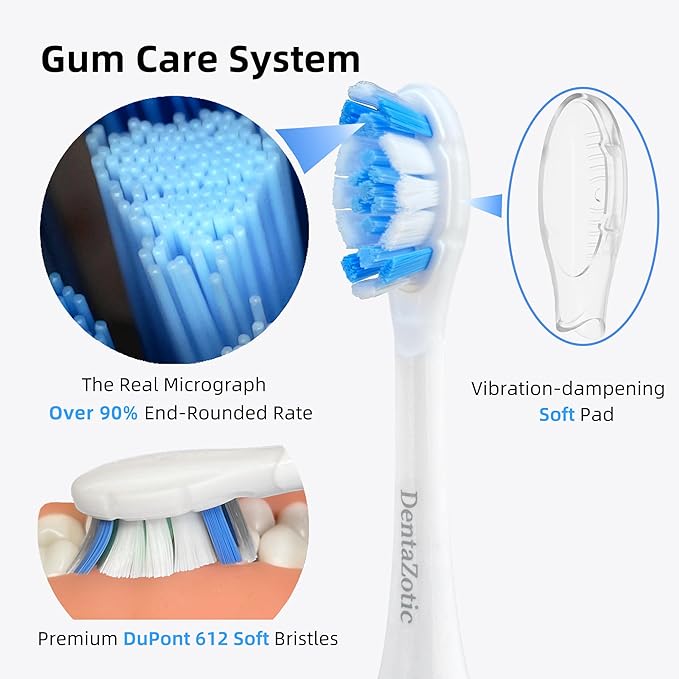 Gum Care Replacement Heads for Philips Sonicare, Electric Toothbrush Replacement Heads for Adults, Soft Bristles, White 10 Pack