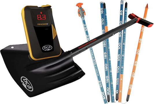 BCA Backcountry Access T4 Turbo Avalanche Beacon Kit Rescue Package - Includes The Tracker 4 Transceiver, 300 Centimeter Avalanche Probe, and Shovel with Saw.-StrideForce Fitness