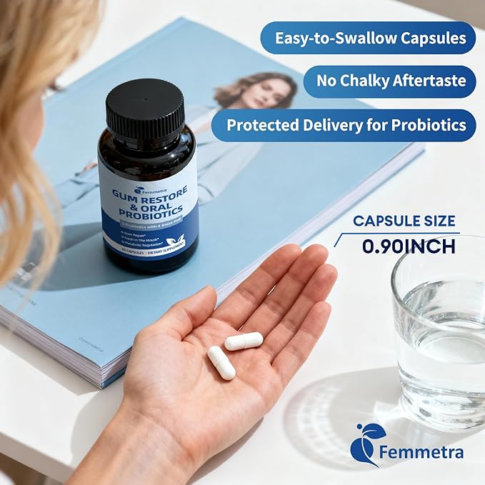 Oral Probiotics for Mouth Bad Breath for Adults & Gum Support | Fresh Breath After Coffee with 10 Billion CFU, Grass-Fed Organ Complex | 60 Capsules