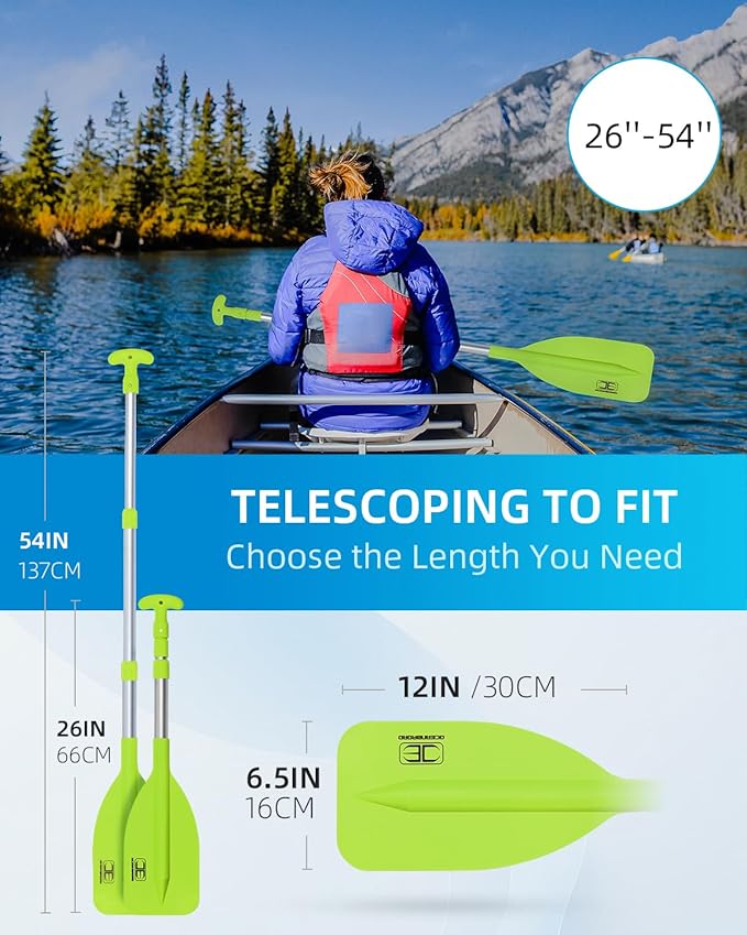 OCEANBROAD Telescoping Emergency Paddle 21''-42''（Assembling Required）/26''-54'' Aluminium Shaft for Kayaking Boating Canoeing River Tubing-StrideForce Fitness
