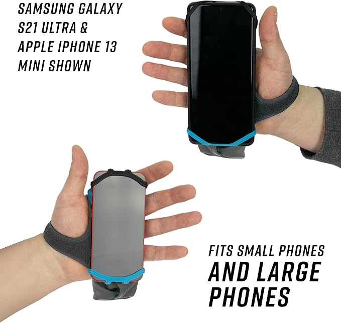 Noxgear Hand Held Phone Holder - Handheld Grip Phone Holder with Key Fob & Card Slot for Running, Jogging & Working Out - Compatible with All Phones (iPhone, Samsung & Google) - Machine Washable