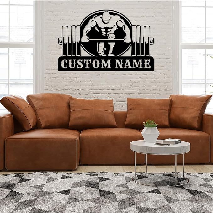 Customized Metal Gym Name Sign, Personalized Sports Room Wall Art,Metal Gym Sign,Unique Fitness Wall Sign, Gym Lovers Unique Gift, Gym Wall Art,Training Center Sign (Style-14)-StrideForce Fitness