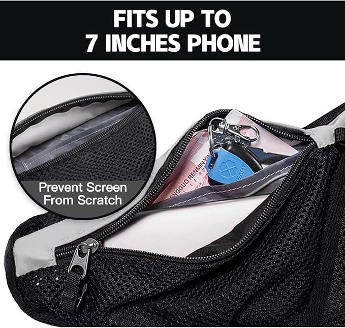 PYFK Running Belt Hydration Waist Pack with Water Bottle Holder for Men Women Waist Pouch Fanny Bag Reflective-StrideForce Fitness