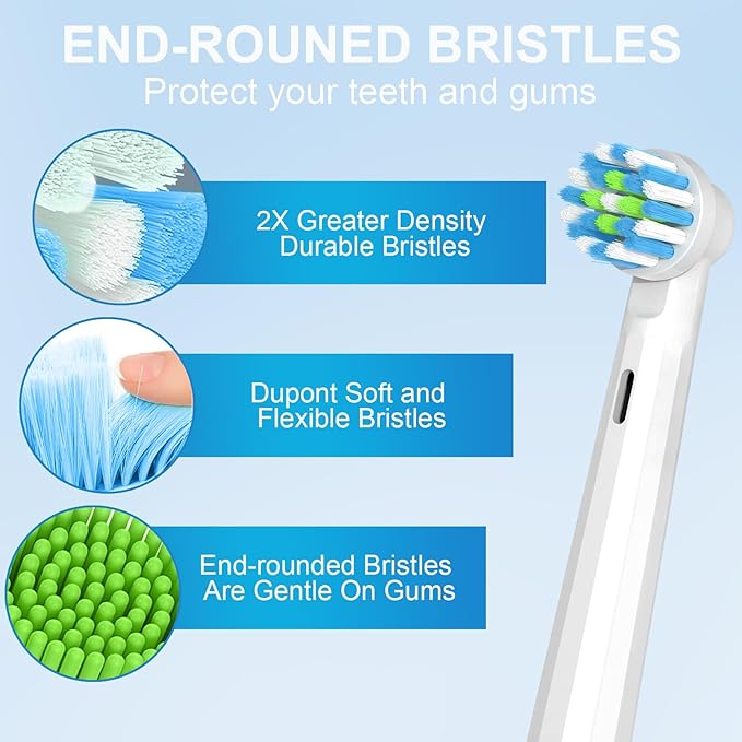 NatraProw Toothbrush Replacement Heads Compatible with Oral b Electric Toothbrush （ 8 White