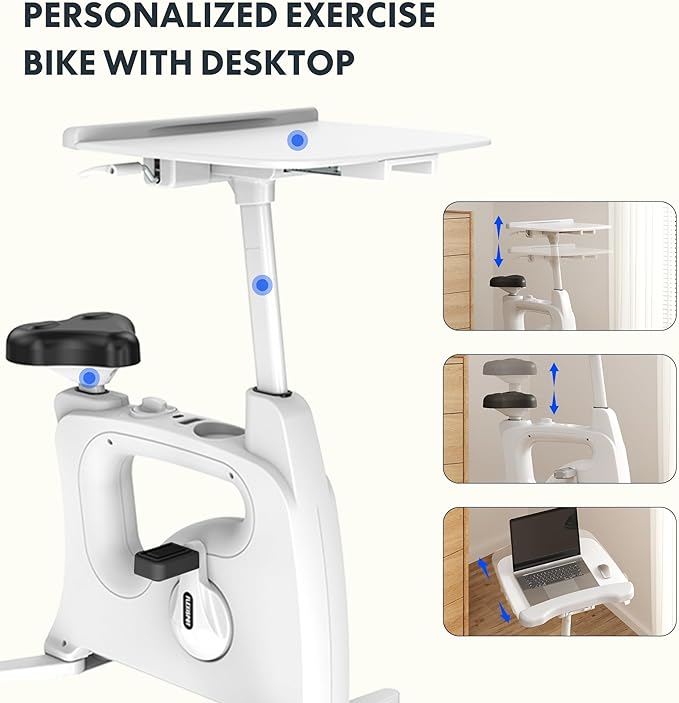 FLEXISPOT Exercise Bike with 2D Desktop, Space Saving Under Desk Bike with Removable Desk, Stationary Bikes Indoor Bikes with 300LBS Heavy Duty 8-Level Resistance Flywheel Optional LCD, V9PRO/V9MAX-StrideForce Fitness