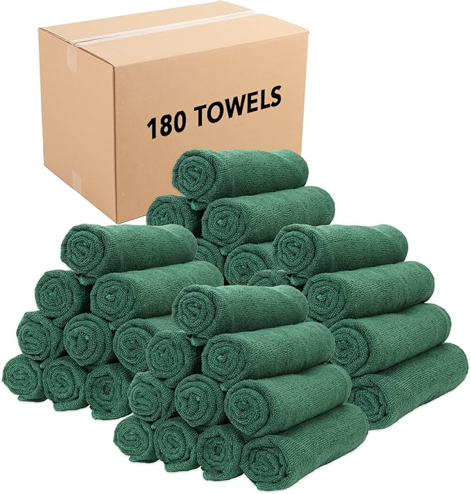 Arkwright Microfiber Gym Towel - Bulk Case of 180 - Super Soft, Quick Dry Workout Sweat Towels, 300 GSM Lightweight & Absorbent for Sports, Working Out, Yoga, and Spa, 16 x 27 in, Hunter Green-StrideForce Fitness