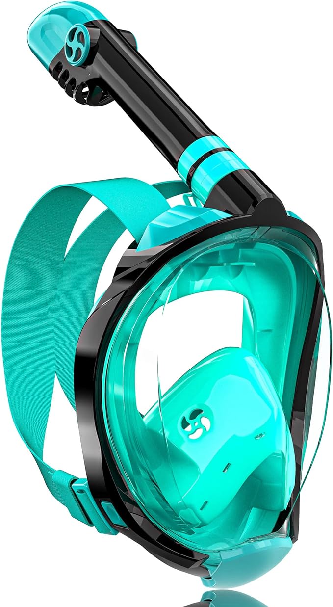 QingSong Full Face Snorkel Mask for Adults, Snorkeling Gear with Camera Mount, 180 Degree Panoramic View Snorkel Set Anti-Fog Anti-Leak-StrideForce Fitness
