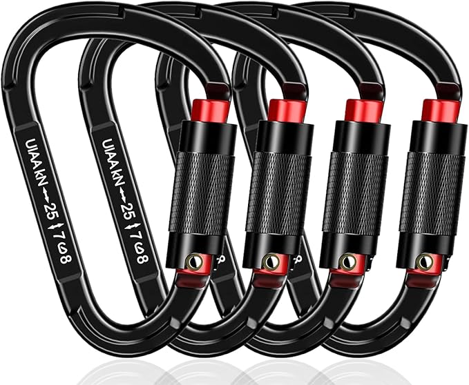 Auto Locking Carabiner Heavy Duty Carabiner 25kN UIAA Certified Climbing Carabiner Climbing Equipment Safety Carabiners for Rappelling, Hammocks, Rescue, Dog Leash, Swing-StrideForce Fitness