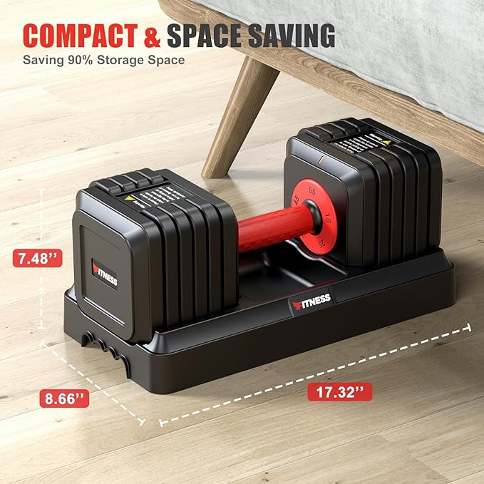 XDDIAS Adjustable Dumbbell Set of 2, 25/55/80LB Dumbbell Set-1Sec Adjustable Weights-5/10 in 1 Free Weights Dumbbells Set with Effortless Tray/No-Slip Handle-Compact Size for Women/Men at Home Gym-StrideForce Fitness