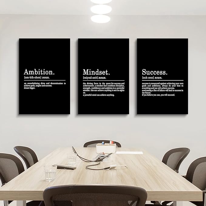 Inspirational Canvas Painting Wall Art -EPHANY ART, Motivational Wall Art Success Framed Entrepreneur Poster Positive Quotes Wall Poster for Home Office Workplace (M-3pcs,16x24inchx3pcs)-StrideForce Fitness