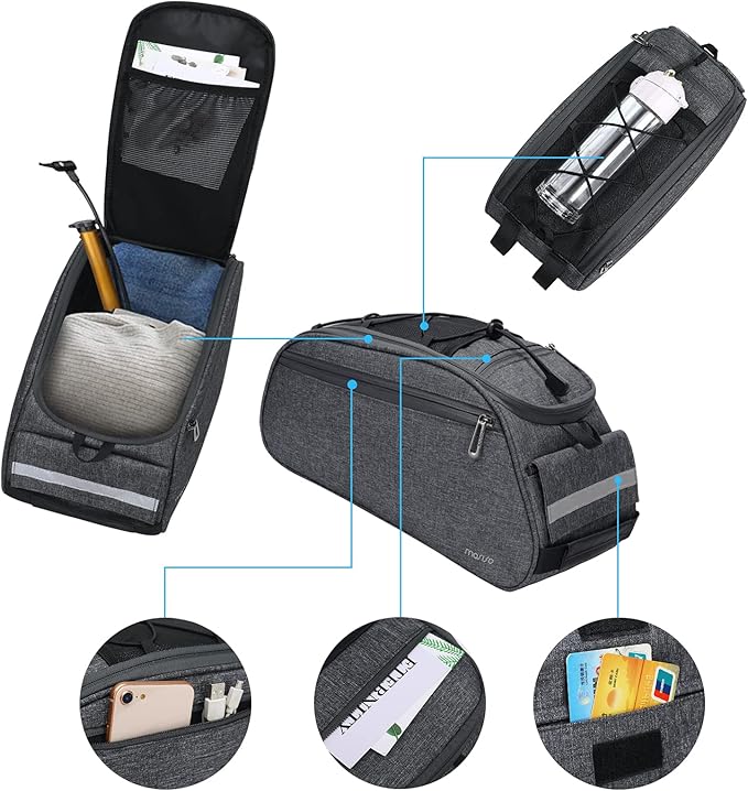 MOSISO Bike Rack Bag, Waterproof Bicycle Trunk Pannier Rear Seat Pouch Cycling Bike Carrier Backseat Storage Luggage Saddle Shoulder Bag-StrideForce Fitness