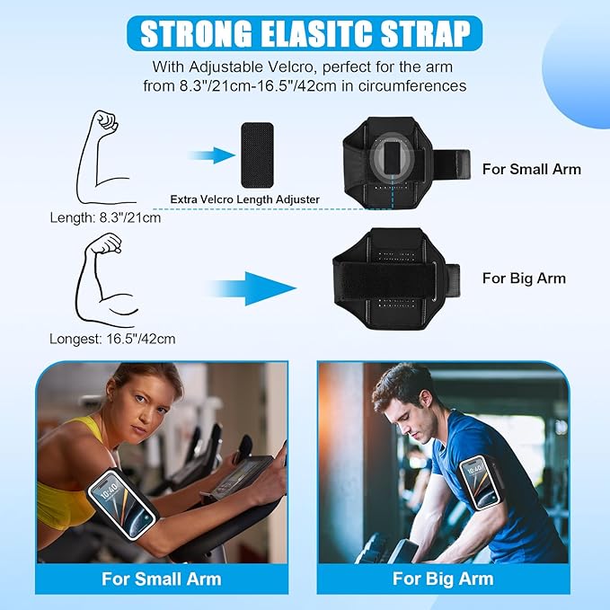 Running Phone Armband with Earphone Holder - 3D Design Cell Phone Armband for iPhone 15/14/13 Pro/Plus & Galaxy S20/S10, Water Resistant Sports Phone Holder with Key Slot for 6.9" Device-StrideForce Fitness
