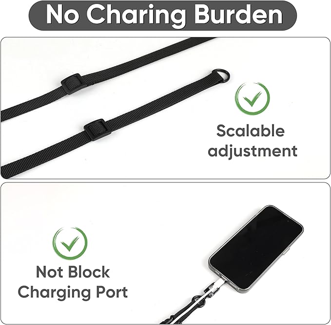 Cell Phone Strap Adjustable Wrist Strap Crossbody Cellphone Holder Extra Long Phone Lanyard Wrist Lanyard (Black)-StrideForce Fitness