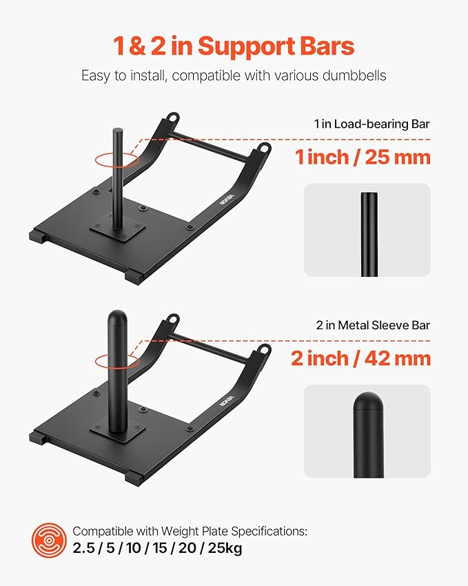 VEVOR Weight Sled, Steel Power Sled, Fitness Strength Training Sleds for Athletic Exercise Speed Improvement, Workout Fitness Equipment with Harness, Compatible with 1/2 in Weight Plates, Black-StrideForce Fitness