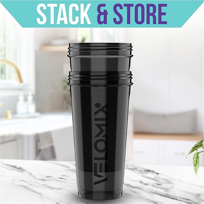 '-2 Pack- 28 oz Protein Shaker Bottles for Protein Mixes - 2x Wire Whisk | Leak Proof Shaker Cups for Protein Shakes | Protein Shaker Bottle Pack | Shakers for Protein Shakes - 2xBlack-StrideForce Fitness