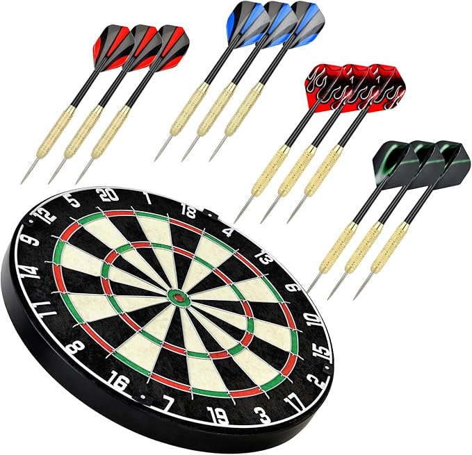EVA Dartboard Surround Wall Protector, Sisal/Bristle Dartboard and 18g Steel Tip Darts Set Optional-StrideForce Fitness