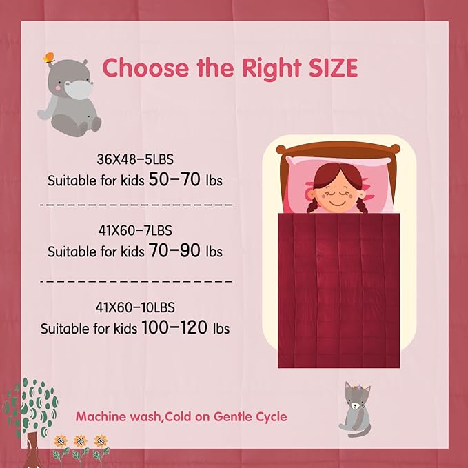 yescool Weighted Blanket (10 lbs, 41" x 60", Red) Cooling Heavy Blanket for Sleeping Perfect for 90-110 lbs, Breathable Blanket with Premium Glass Bead, Machine Washable-StrideForce Fitness