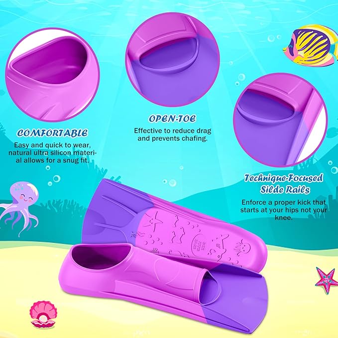 Gintenco Swim Fins, Kids Swim Training Fins for Lap Swimming, Travel Size Flippers with Mesh Bag, Silicone Swimming Fins for Kids Teens Adults Women Men-StrideForce Fitness