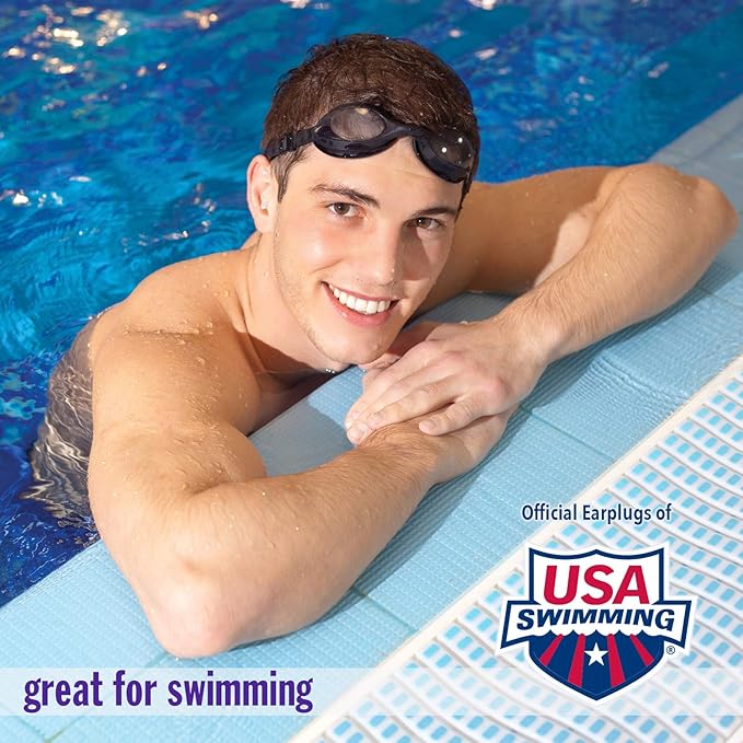 Mack's AquaBlock Swimming Earplugs, 3 Pair - Comfortable, Waterproof, Reusable Silicone Ear Plugs for Swimming, Snorkeling, Showering, Surfing and Bathing (Clear)-StrideForce Fitness