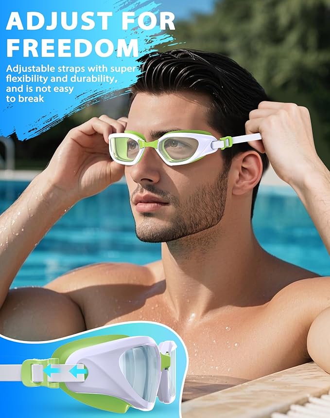 Swim Goggles, Unisex Adult Swimming Goggles Anti Fog Anti UV No Leakage Wide View for Men Women Youth-StrideForce Fitness