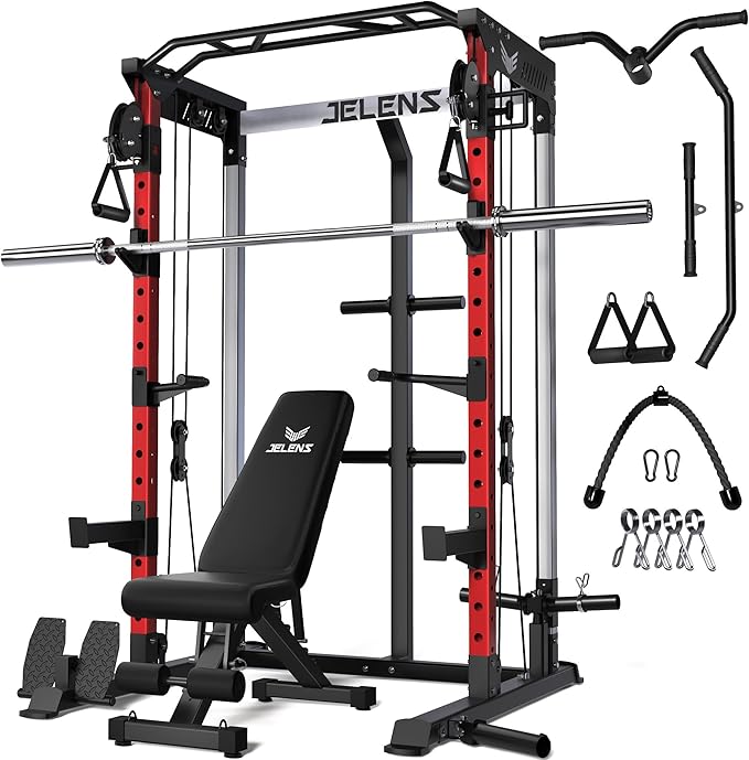 Power Cage, 2000LBS Multi-Function C21 Power Rack with Dual Pulley Cable Crossover System, All-in-One Squat Rack with More Training Attachments-StrideForce Fitness