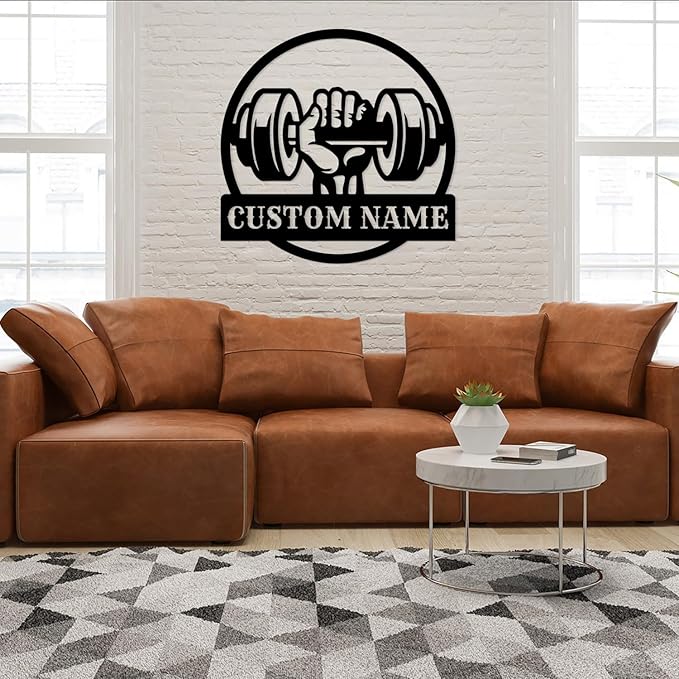 Personalized Metal Gym Sign, Custom Fitness Metal Wall Decor, Body Builder Lovers Gift, Gym Custom Unique Metal Wall Art, fitness room decor, home gym decor, gym wall art (Style-6)-StrideForce Fitness