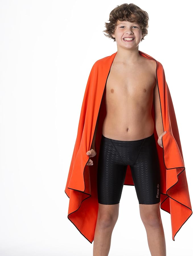 Flow Hydro Sport Towel - Microfiber Quick Dry Swimming Towels for Swim, Pool, Triathlon, and Other Water Sports in Medium, Large, Extra Large, and Hooded Sizes (Red, Medium (48" x 24"))-StrideForce Fitness