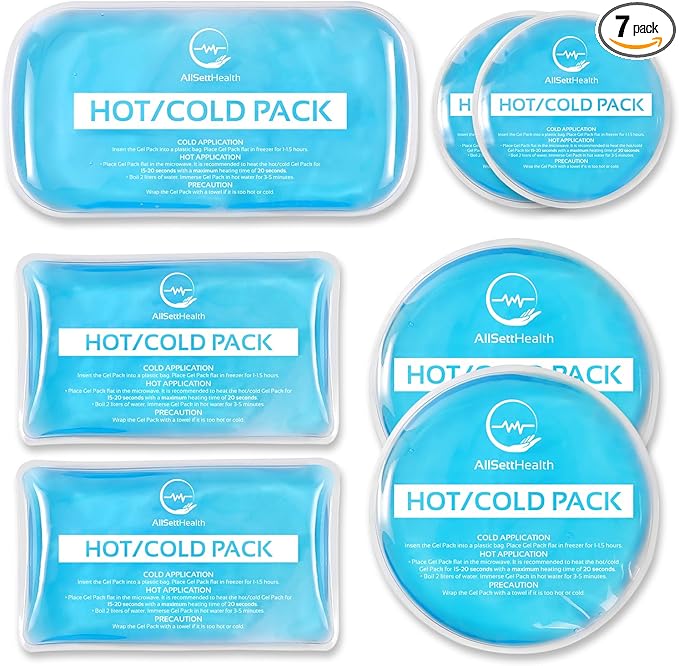 Reusable Hot and Cold Gel Ice Packs for Injuries - Gel Cold Packs for Injuries - Multiple Shapes and Sizes 7 Variety Pack-StrideForce Fitness