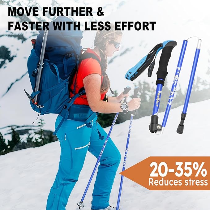 Trekking Poles Lightweight Collapsible Hiking Poles Folding Aluminum Walking Sticks 2 Pack Walking Sticks for Hiking-StrideForce Fitness
