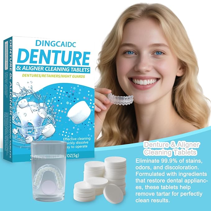 Denture & Aligner Cleaning Tablets, 30 Count, 0.17 oz, For Dentures, Retainers and Night Guards