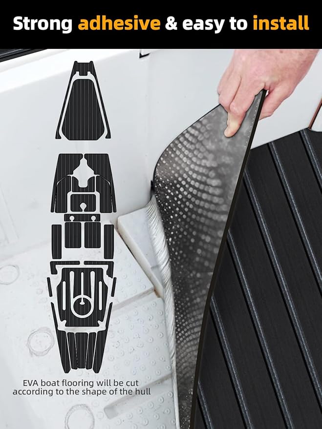 FOCEAN Boat Flooring EVA Foam Boat Decking Faux Teak Marine Flooring Boat Mat Boat Carpet Sheet for Motorboat RV Yacht Kayak Surfboard, 94.5"x 47.2"/35.4"/23.6"/15.7"-StrideForce Fitness