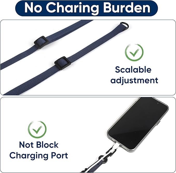 Cell Phone Strap Adjustable Wrist Strap Crossbody Cellphone Holder Extra Long Phone Lanyard Wrist Lanyard (Navy)-StrideForce Fitness