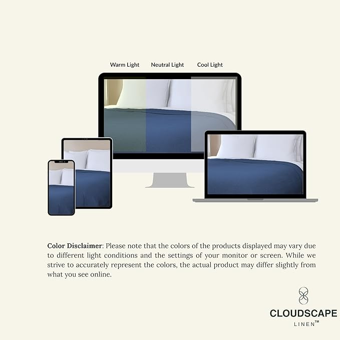 Cloud Scape Linen 100% Cotton Blanket King Size for Bed – Lightweight Summer Blanket, Herringbone Weave,fits California King Size Bed, 92x108,Ensign Blue-StrideForce Fitness