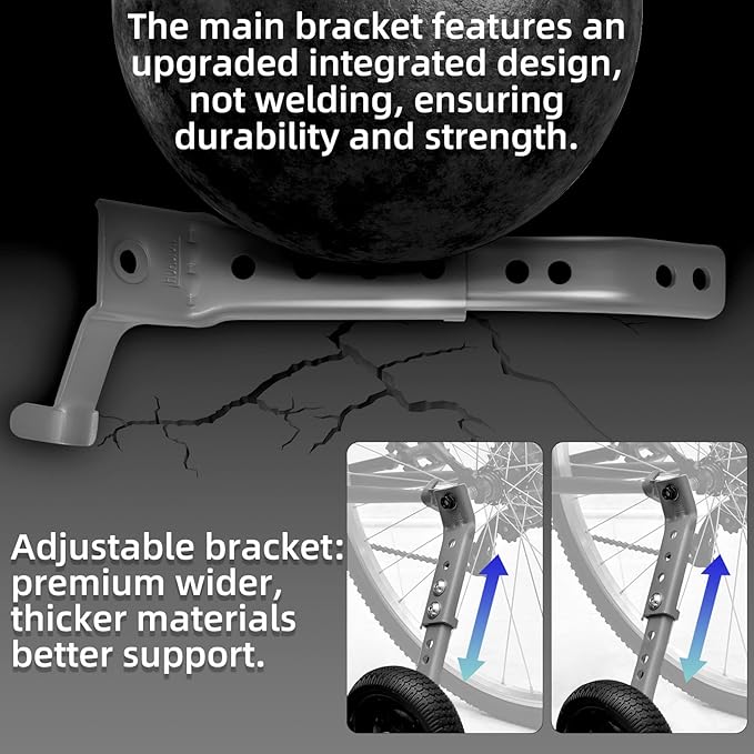 Bicycle Training Wheels for Adults, Fit 24" to 28" Bikes, Steel Construction, Black, 1 Pair - Safe and Stable Learning Training Wheels, Light Gray-StrideForce Fitness