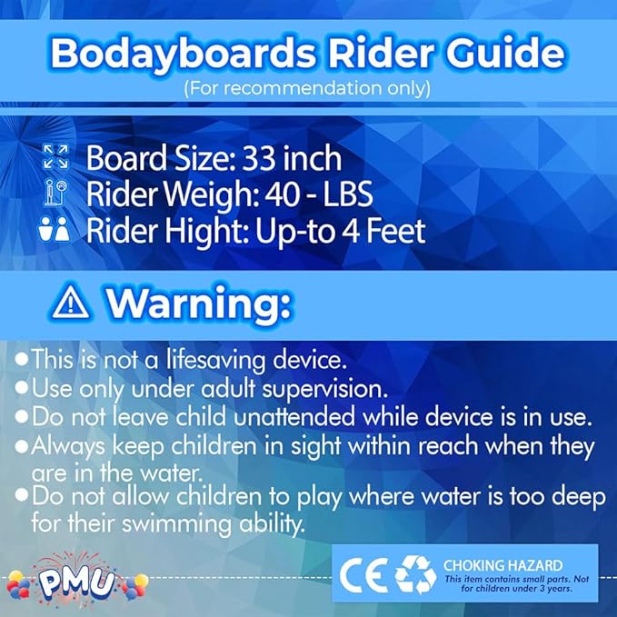 PMU 33 Inch Space Animals Printed Bodyboard - Lightweight Wrist Leash Body Board for Beach, Sea & Pool - Surfing Board for Teens & Adults Wave Conditions Pkg/1-StrideForce Fitness