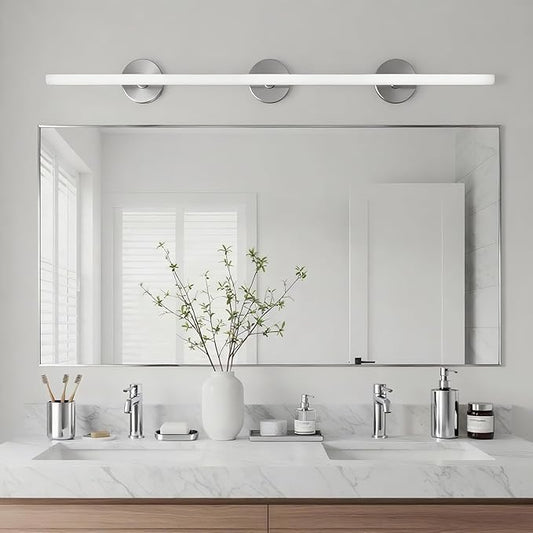 20x40 Inch Nickel Bathroom Mirror for Wall, Aluminum Frame Rectangle Rectangular Vanity Mirror, Modern Large for Bedroom, Living Room, Horizontal or Vertical-StrideForce Fitness