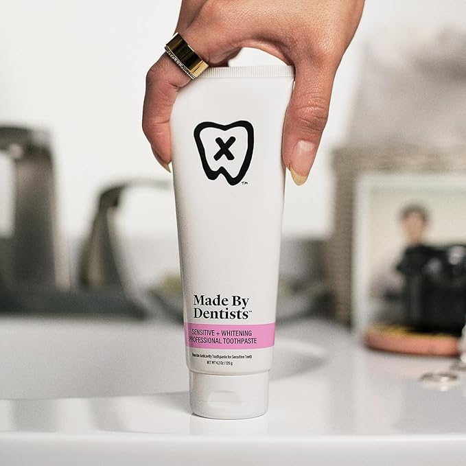 Made by Dentists Professional Sensitive + Whitening Toothpaste - Advanced Daily Whitening Toothpaste for Sensitive Teeth, ADA Approved, Vegan, Sulfate-Free, 2 x 4.2oz