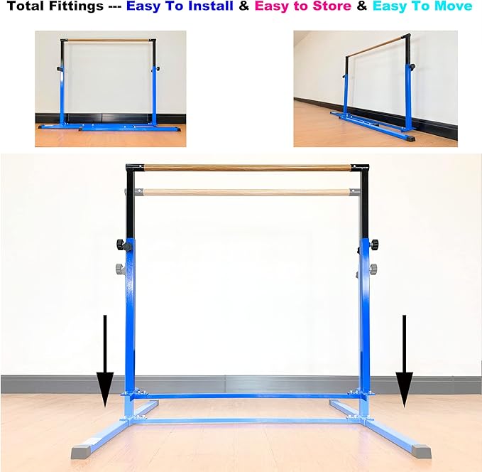 4FT/5FT Gymnastic Bar Set Gymnastics Horizontal Bar Gymnastics Kip Bar for Kids Home Use-StrideForce Fitness
