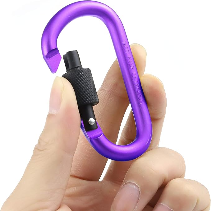 10 Pack Aluminum D Ring Key Rings Hiking Clips Locking Carabiner for Hiking Camping Fishing and Outdoor Use，Clips with Screw Gate Multicolored-StrideForce Fitness
