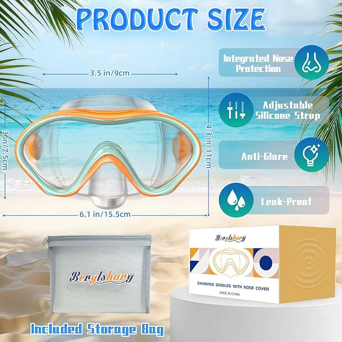 Kids Swim Goggles with Nose Cover -Diving Mask Leak-Proof Design for Boys Girls Ages 5-15 | Anti-Fog & UV Protection Swimming Glasses-StrideForce Fitness