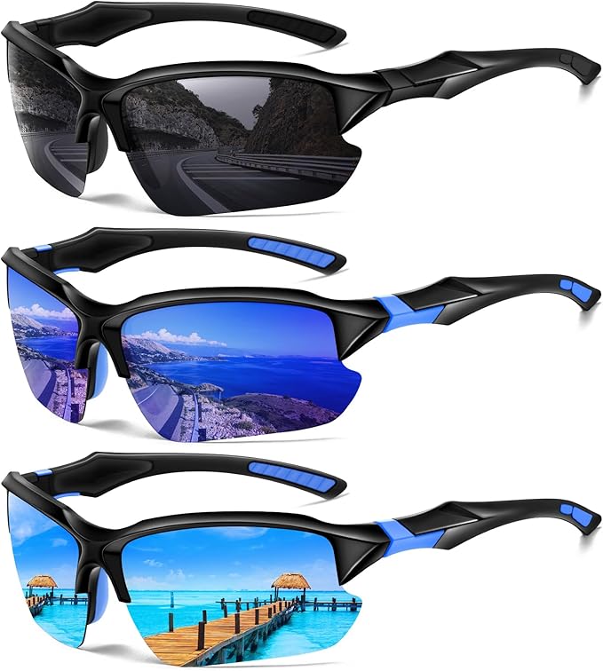 Sports Polarized Sunglasses for Men Cycling Running Fishing UV Protection Sun Glasses Lightweight Half Frame Goggles-StrideForce Fitness