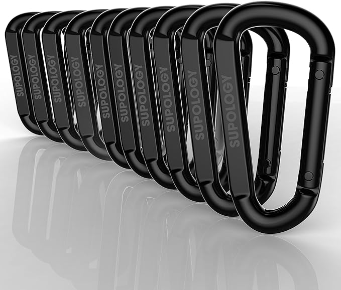 Heavy Duty Carabiner Clip, Steel Carabiners 1100lbs 3" D Shaped Spring Hook Small Clips for Hammocks, Hiking, Keychains, Outdoors and Gym, Dog Leash and Key Ring-StrideForce Fitness