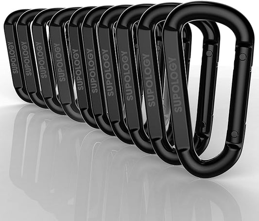 Heavy Duty Carabiner Clip, Steel Carabiners 1100lbs 3" D Shaped Spring Hook Small Clips for Hammocks, Hiking, Keychains, Outdoors and Gym, Dog Leash and Key Ring-StrideForce Fitness