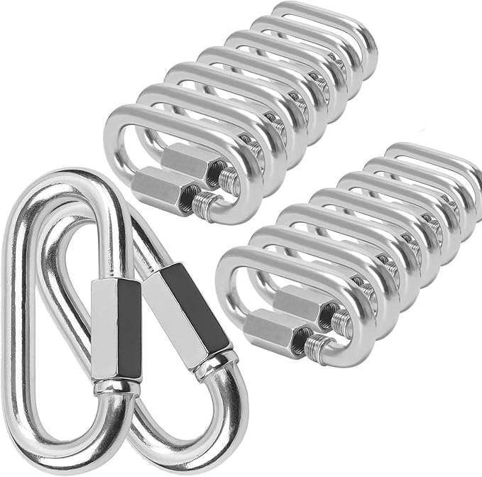 Quick Links, Chain Links Connector, 620lbs Capacity Heavy Duty Carabiner Clips, Galvanized Thread Quick Link Hardware for Safety Chain Swing Gym Hammock, Screw Lock Oval Locking Carabiner-StrideForce Fitness